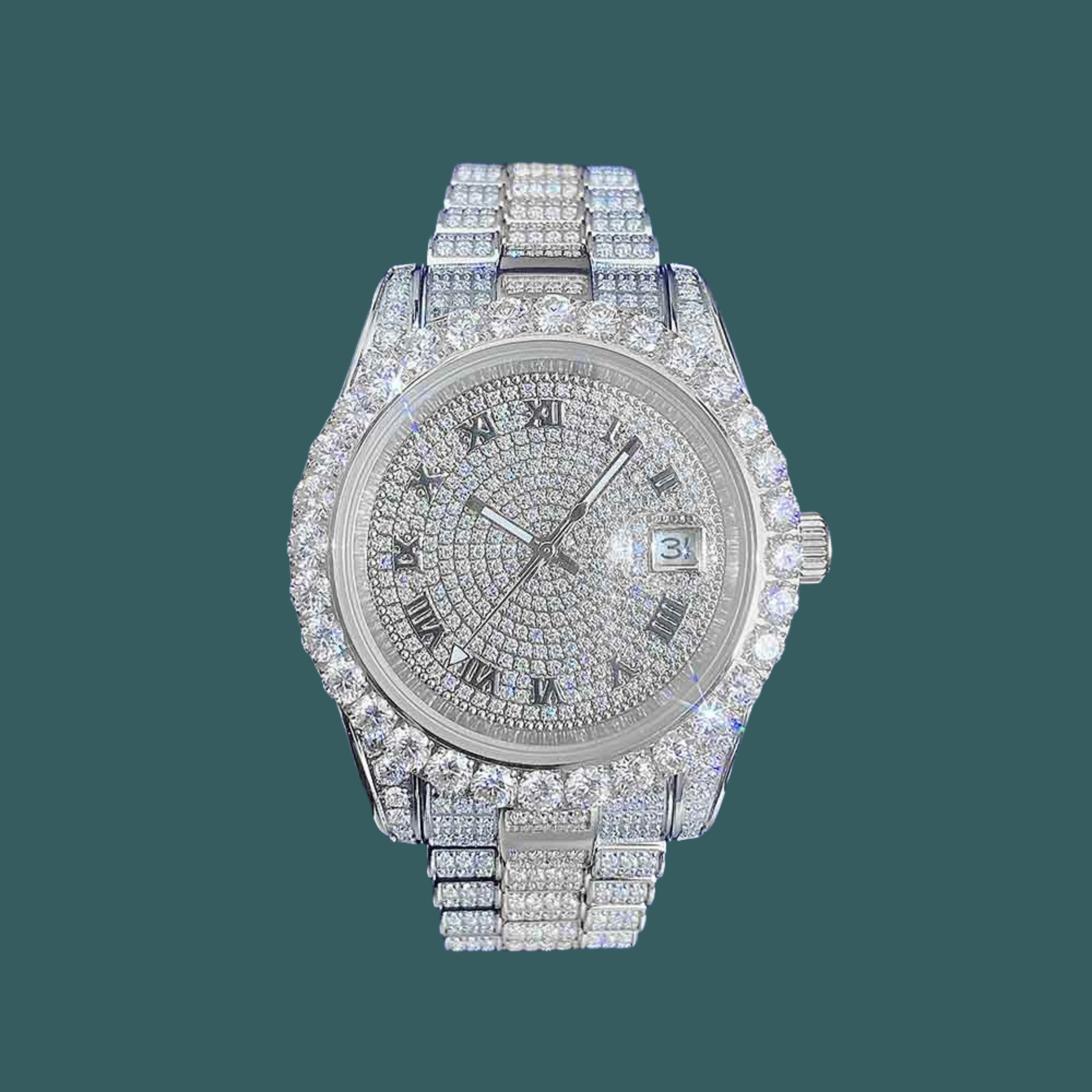 モアサナイトの腕時計 Ice Out Roman Watch アイスアウトウォッチ EMPIRE HOLLYWOOD